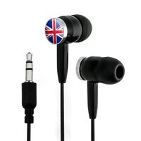 United Kingdom Great Britain British England Flag National Country Flag Novelty in-Ear Earbud Headphones - Black