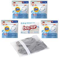 Free and Gentle Laundry Bundle Includes Tide Pods, Bounce Dryer Sheets and Mesh Laundry Bag (80 Loads)