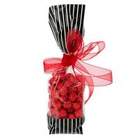 2" x 1 7/8" x 9 1/2" Black w/Creme Stripes Printed Cello Gusset Bags, 1.6 Mil (100 Pieces) - CB-G1BKC