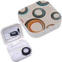 Portable Contact Lens Case Box Travel Kit Mirror + Bottle + Tweezers Container Holder [ Retro ]