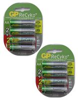 GP Recyko AA Rechargable Batteries 2 Packs of 4 Batteries