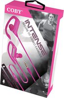 Coby Built-In Mic, Sweat Resistant, Tangle-Free Flat Cable Headphone, CVE-405-PNK, Pink