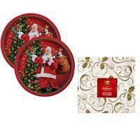 Christmas Holiday Gifts From Santa Paper Plate and Napkins (16 Plates & 30 Napkins)
