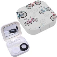 Portable Contact Lens Case Box Travel Kit Mirror + Bottle + Tweezers Container Holder [ Colored Family ]