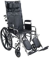 Chrome Sport Reclining Wheelchair with Detachable Desk Length Arms and Elevating Leg rest 18"