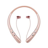 Bluetooth Headphones, Retractable Earbuds Neckband Wireless Headset Sports Sweatproof Earphones with Mic for iPhone Android (15 Hrs Playtime, Call Vibrate Alert, Rose)