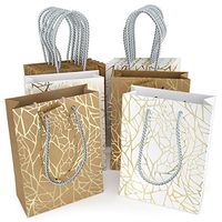 Glogex Gift Bags, Kraft Paper Gifts Bag for Birthday, Weddings Presents (Set of 14 Bags, 2 Crack Designs)