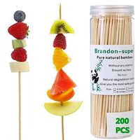 Bamboo Skewers 6 Inch (200 Pcs) Natural BBQ for Shish Kabob, Grill, Appetizer, Fruit, Corn, Chocolate Fountain