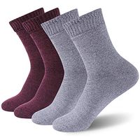 Wide Diabetic Socks, Feelwe Diabetic Socks for Men Size 13-15 Extra Wide Wide Warm Socks for Women Cold Weather Seamless Toe Non Binding Loose Top Cushion Socks 4 Pairs Light Grey/Black Red X-Large