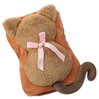 Portable Hand Warmer Rechargeable Electric Heat/Hot Water Bag with Soft Removable Cartoon Cat Cover Helps Warm Body&Muscle Relaxation&Relieve Fatigue&Home Sofa Pillow (Coffee)