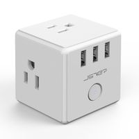 JSVER Power Cube with USB, JSVER Desktop Charging Station with 3 Outlet Extention Cord 3 USB Charging Ports Compact Space Saving Cordless Wall Tap for Travel, Curise Ship Accessories (White)
