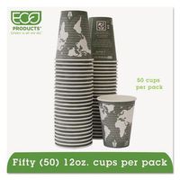 ECO-PRODUCTS, INC EPBHC12WAPK World Art Renewable Resource Compostable Hot Cups, 12oz, Green, 50/Pack
