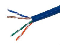 Monoprice 1000FT 24AWG Cat5e 350MHz UTP Solid, Riser Rated (CMR), Bulk Ethernet Bare Copper Cable - Blue (Renewed)