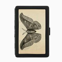 Perfection In Style Black Color Metal Cigarette Case Vintage Insects Design 004