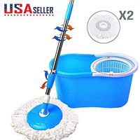 Mops - 360° Microfiber Spinning Magic Rotating Head Easy Cleaning Floor Mop Bucket Set by Superjune