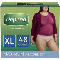 Depend FIT-Flex Incontinence Underwear for Women, Maximum Absorbency, XL, Tan, 48 Count (Packaging May Vary) (2 Pack(XL, Tan, 48 Count))
