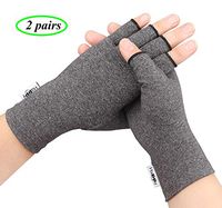 2 Pairs Compression Gloves Arthritis Gloves, Fingerless Hand Gloves for Women Rheumatoid & Osteoarthritis - Joint Pain and Carpel Tunnel Relief-Men (Gray, Large-2 Pairs)
