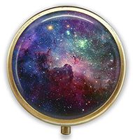 Starry Sky Custom Round Bronze Pill Box Pocket 2.1 inches - 3 Compartments Pill Box/Pill Case Pocket