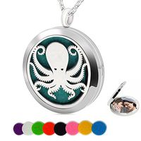 chaomingzhen Essential Oil Necklace Aromatherapy Diffuser Pendant Pad Octopus Round Kids Boys Photo Locket for Women