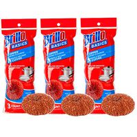 Brillo Basics Heavy Duty Copper Scourers, 3 Count, Pack of 3 (Total of 9)