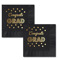 Metallic Gold and Black Graduation Napkins (100)