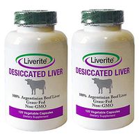 Liverite 100% Grass-Fed Argentinian Natural Beef Liver in Vegetable Capsules 2-Pack: 240 Capsules 750mg Each