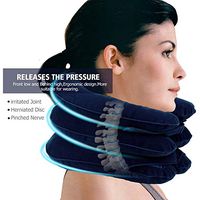RZDJ Stock3 Layer Inflatable Air Cervical Neck Traction Device Soft Neck Collar for Pain Relief Neck Stretcher Pain Releave (Color : New Version Blue)