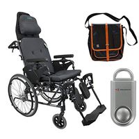 Karman MVP502 20" Width X 18" Depth seat Lightweight Ergonomic Reclining Wheelchair & Free 130 dB Silver Personal Safety Alarm/Siren! + Black Bag with Trim!