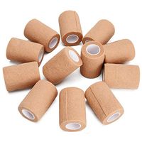 TOBWOLF 12PCS Self Adherent Bandage, 3" x5yd / 7.5cmx4.5m Elastic Cohesive Gauze Wrap, Medical Vet Wrap Athletic Tape for Stretch Sports Ankle Wrist Sprains Swelling - Tan