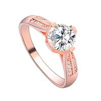Silver Elegant Flower Engagement Ring with Clear Fine Jewelry Gift for Women Size 6-10 (Rose Gold -6, 8)
