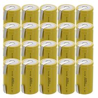 20x Exell D Size 1.2V 5000mAh NiCD Rechargeable Batteries with Tabs for medical instruments/equipment, electric razors, toothbrushes, radio controlled devices, electric tools