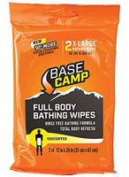 Dead Down Wind Base Camp Unscented Full Body Bathing Wipes | 2 X-Large Bathing Wipes | All-Purpose Cleansing Wipes, Hunting Accessories | Rinse Free Bathing Formula for Hunting & Camping