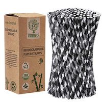 Cooraby 200 Pieces Black and White Plaid Paper Straws Biodegradable Paper Drinking Straws for Christmas Party Supplies and Party Favors