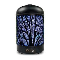 Essential Oil Diffuser Metal Cover, 160ml Aromatherapy ultrasonic cool mist humidifiers with 7 Color LED Lights & Waterless Auto Shut-off for Home Yoga Spa Office Baby Room Desk Study - Forest Pattern