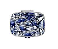 Abstract Geometric Pattern Rectangular Pill Box/Pill case- 2 Compartments for Keeping Pills Separate Pill Box/Pill case
