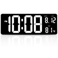 DreamSky 14.5 Inches Extra Large LED Digital Clock with Date Indoor Temperature Display, Oversized Desk Office Wall Clock with Fold Out Stand, Large Number Display, Auto DST Time Change