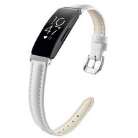 OenFoto Bands Compatible Fitbit Inspire & Inspire HR, Adjustable Leather Replacement Accessories Wristband Strap for Fitbit Inspire & Inspire HR Smartwatch, Women Men, Large White