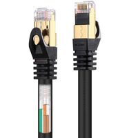 CAT8 Ethernet Cable High Speed LAN Network Cable 40Gbps 2000Mhz SFTP JUSTITUDE LAN Wires CAT8 Gold Plated RJ45 Connector Ethernet Cable (33ft, Black)
