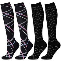 ZFiSt Compression Socks Women Men Nurse, 2/3/4Pair 20-30 mmHg Sport Running Compression Socks for Edema Diabetic Varicose Veins Flight Pregnancy (2Color2, Small/Medium)