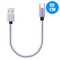 BLUELEC USB Short Type C Cable USB C Charger (1ft/30cm) Nylon Braided Fast Charging Cord Compatible Samsung Galaxy S9 S8 Note 8, Pixel, LG V30 G6 G5, Moto z2, OnePlus 5 3T (Cross Grey-1ft)