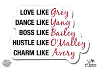 Grey's Anatomy Love Like Grey - 3" Vinyl Sticker - For Car Laptop I-Pad Phone Helmet Hard Hat - Waterproof Decal