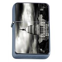Washington DC USA Flip Top Oil Lighter S3 Smoking Cigarette Smoker Includes Silver Case
