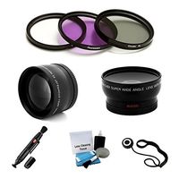 58mm Deluxe Lens Kit for Select Nikon Cameras. Includes 2X Telephoto Lens + 0.45x HD Wide Angle Lens w/Macro + 3-Piece Filter Kit (UV, CPL, FL-D). UltraPro Deluxe Accessory Set Included