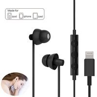 Lighting Headphones,MAXROCK Sleep Earbuds with Lightning Connector Sleep Headphone Earphones for iPhone X/XS/XS Max/XR iPhone 8 iPhone 7/7 Plus Apple iOS with Microphone and Volume Remote (Black)