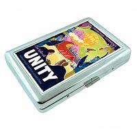 Unity Come Together Em1 Hip Silver Cigarette Case Id Holder Metal Wallet 4" X 2.75" RFID Protection