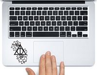 Deathly Hallows Floral Flowers Harry Potter Printed Trackpad Clear Vinyl Decal Sticker Compatible with Apple MacBook Pro Air 11" 12" 13" 15" All Years Laptop Trackpad Keyboard (13" Macbook Air)