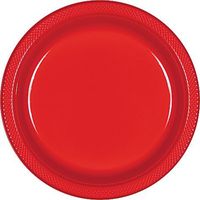 Round Plastic Plates | 20ct (10.25 inch, Apple Red)