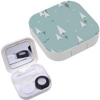 Portable Contact Lens Case Box Travel Kit Mirror + Bottle + Tweezers Container Holder [ Winter Forest Landscape ]