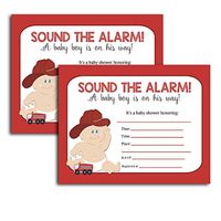 Firefighter Fireman Boy Baby Shower Invitation Cards Fill-in (20-Count)
