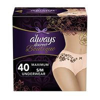 Always Discreet Boutique, Incontinence & Postpartum Underwear for Women, Disposable, Maximum Protection, Peach, Small/Medium, 20 Count, Pack of 2
